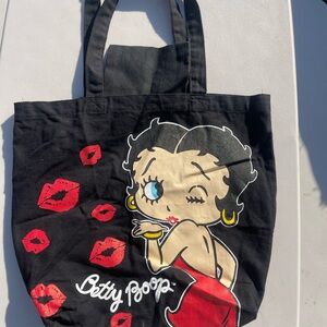 Betty Boop Black Tote with Red Kiss Accents